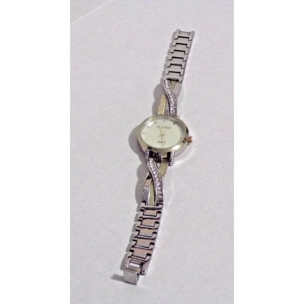 Peck & Peck Silver & Gold Rhinstone Quartz Ladies Wristwatch PCP1659 7